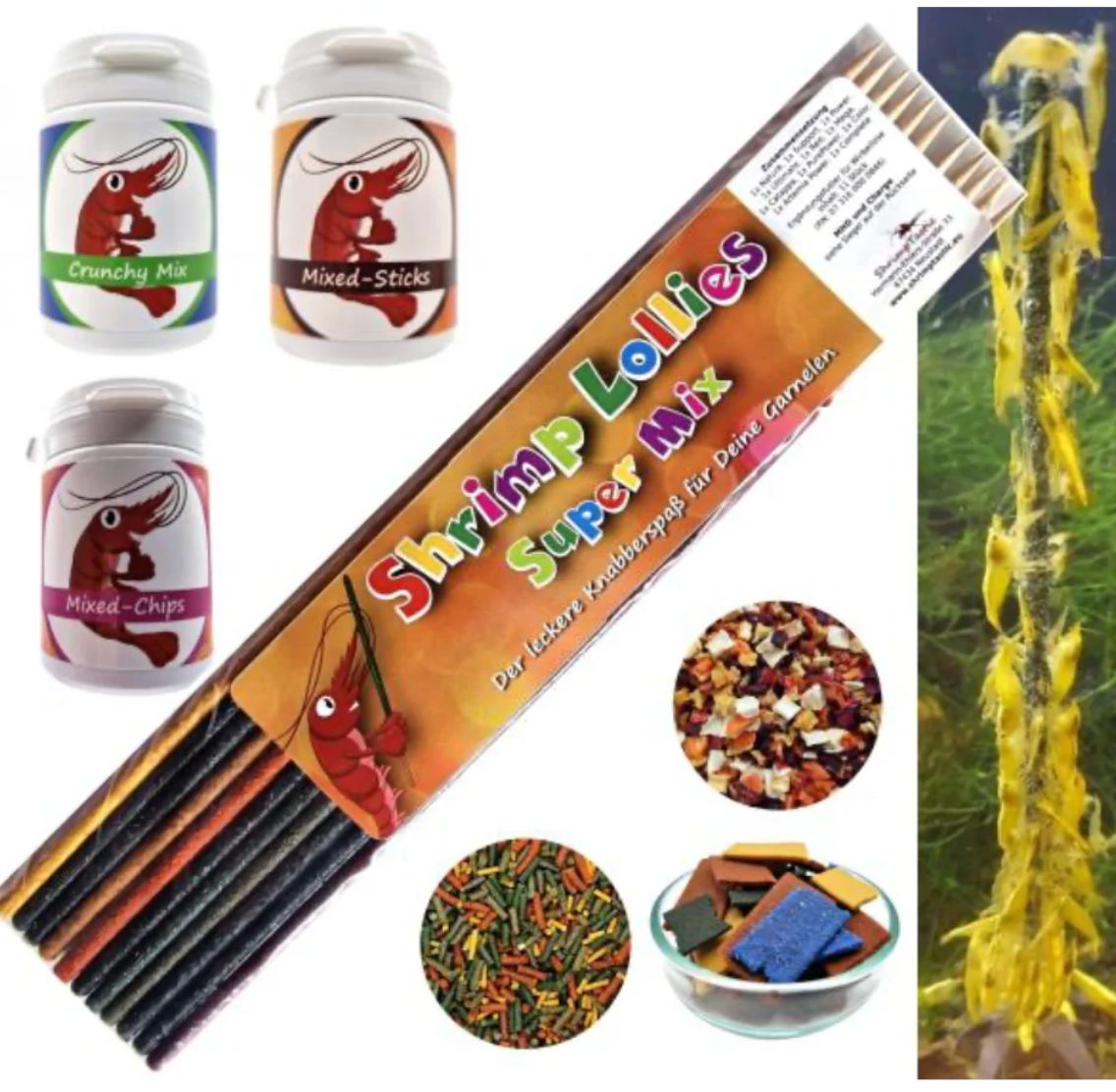 Mix-Futter-Set / Shrimp-Lollies Super-Mix (11 Stück) / Futter-Sticks-Mix (50g) / Mixed-Chips (35g)