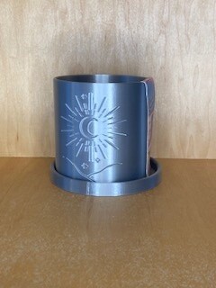 Moon Pot, 3D Printed Planter, 4 inch, Silver