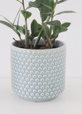 Bubble Textured Plant Pot, Danish Blue, 4.5 inch