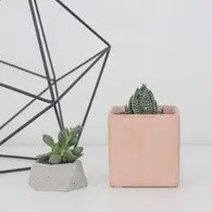 Terracotta Cube Planter, Blush Pink, 3 inch