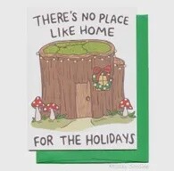 Mushroom, Woodland Christmas Holiday Card