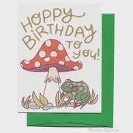 Mushroom Frog, Toad, Hoppy Birthday Card