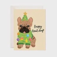 Frenchie Howlidays Greeting Card - Christmas Card