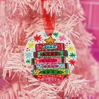 Painted Ceramic Christmas Ornament (Holly Jolly Tree)