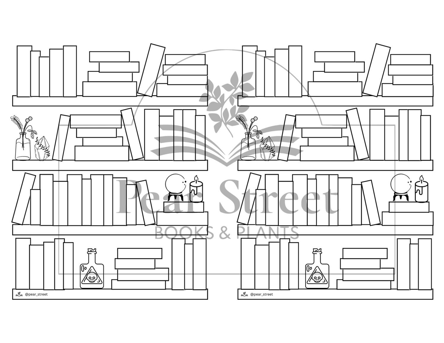 Bookshelf Tracker Printable for Book Journal, Version 2, 50 books