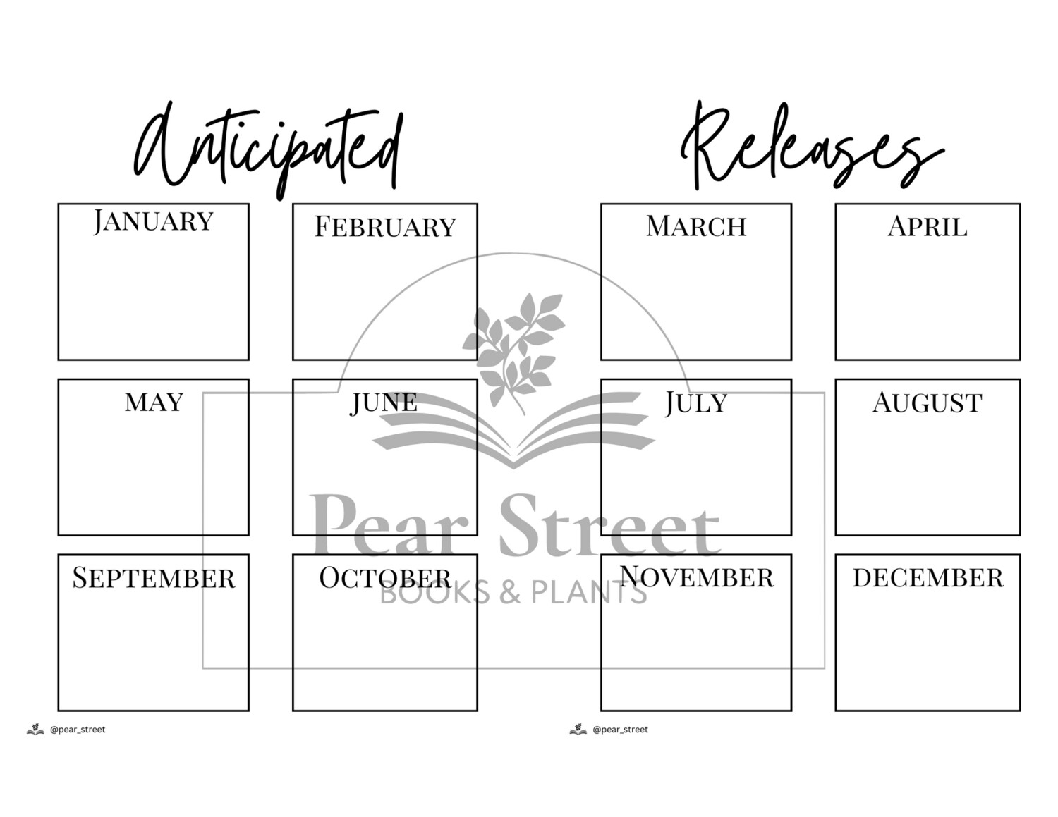 Anticipated Releases Printable for Book Journal, minimalist design