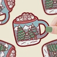 Hot Cocoa Coffee Cup Forest Sticker