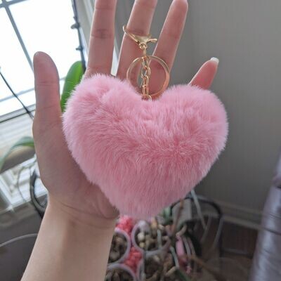 Fuzzy Heart Keychain