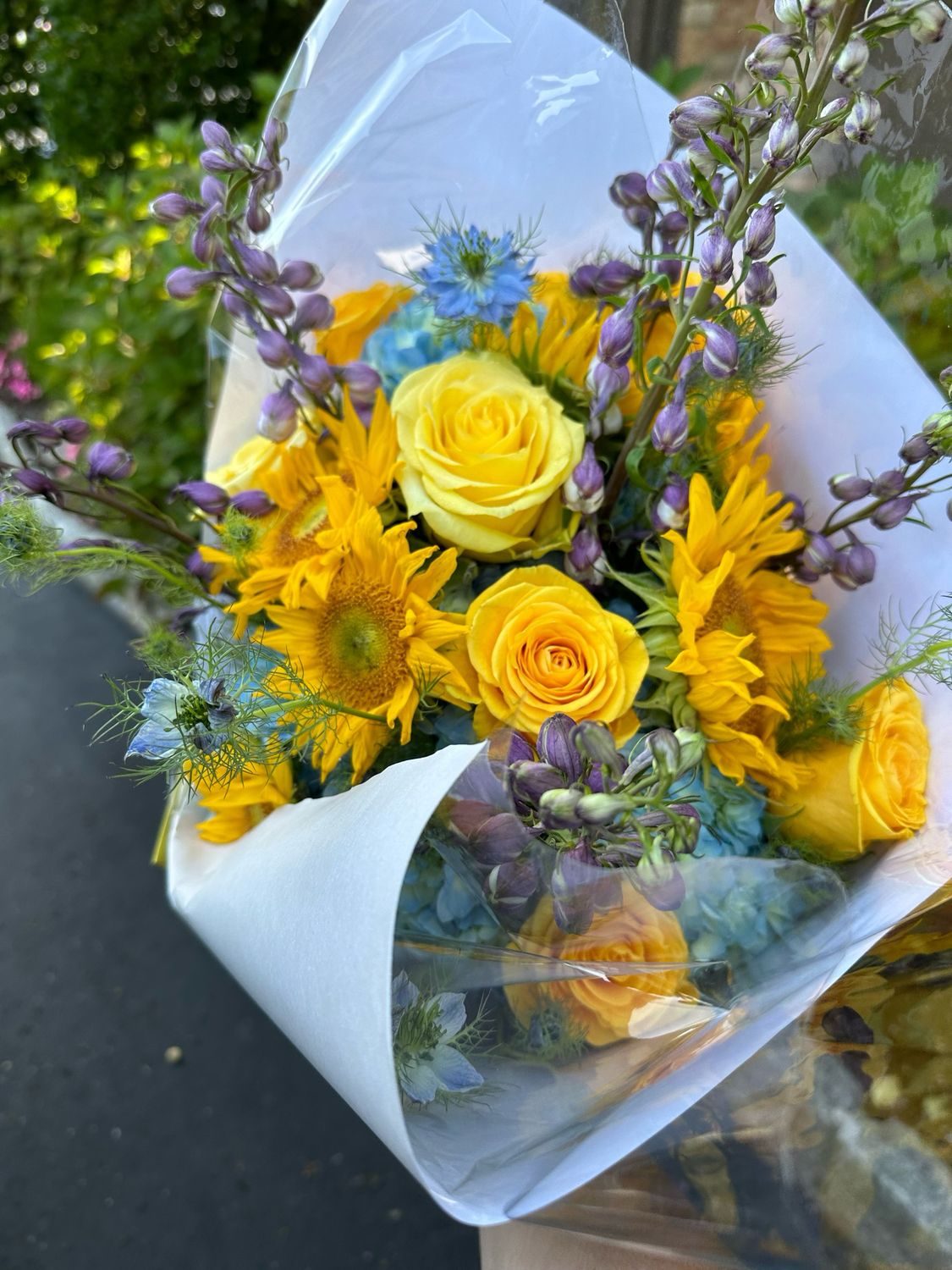 $265 Seasonal Wrapped Fresh Flower Bouquet (no vase)