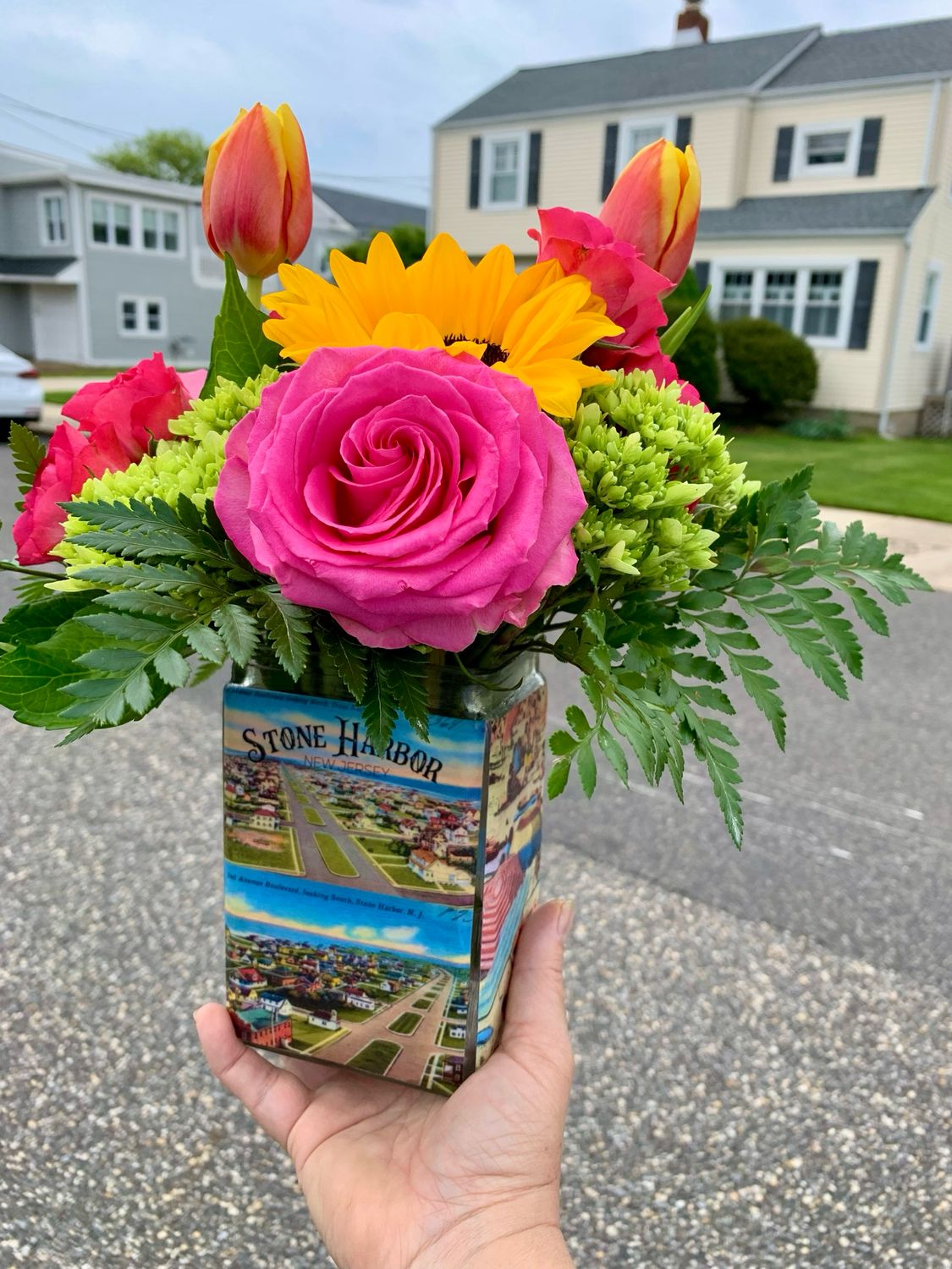 $60 Seasonal Fresh Flower Vintage Stone Harbor NJ Vase Arrangement