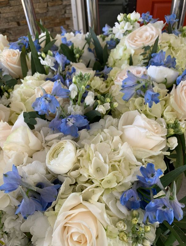 blue and white coastal flowers for weddings in Stone Harbor and Avalon NJ