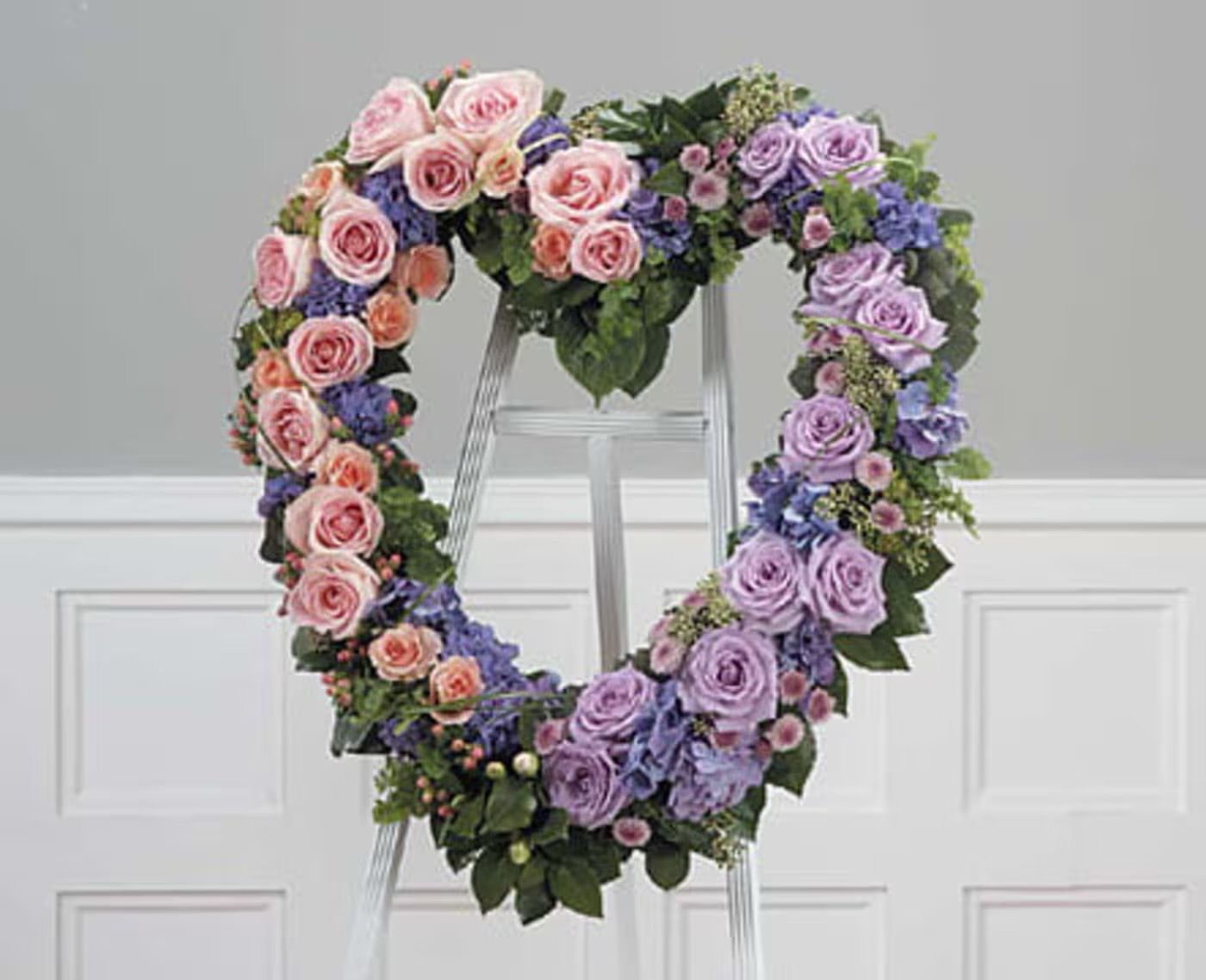$325 Fresh Flower Easel Heart Funeral Sympathy Arrangement