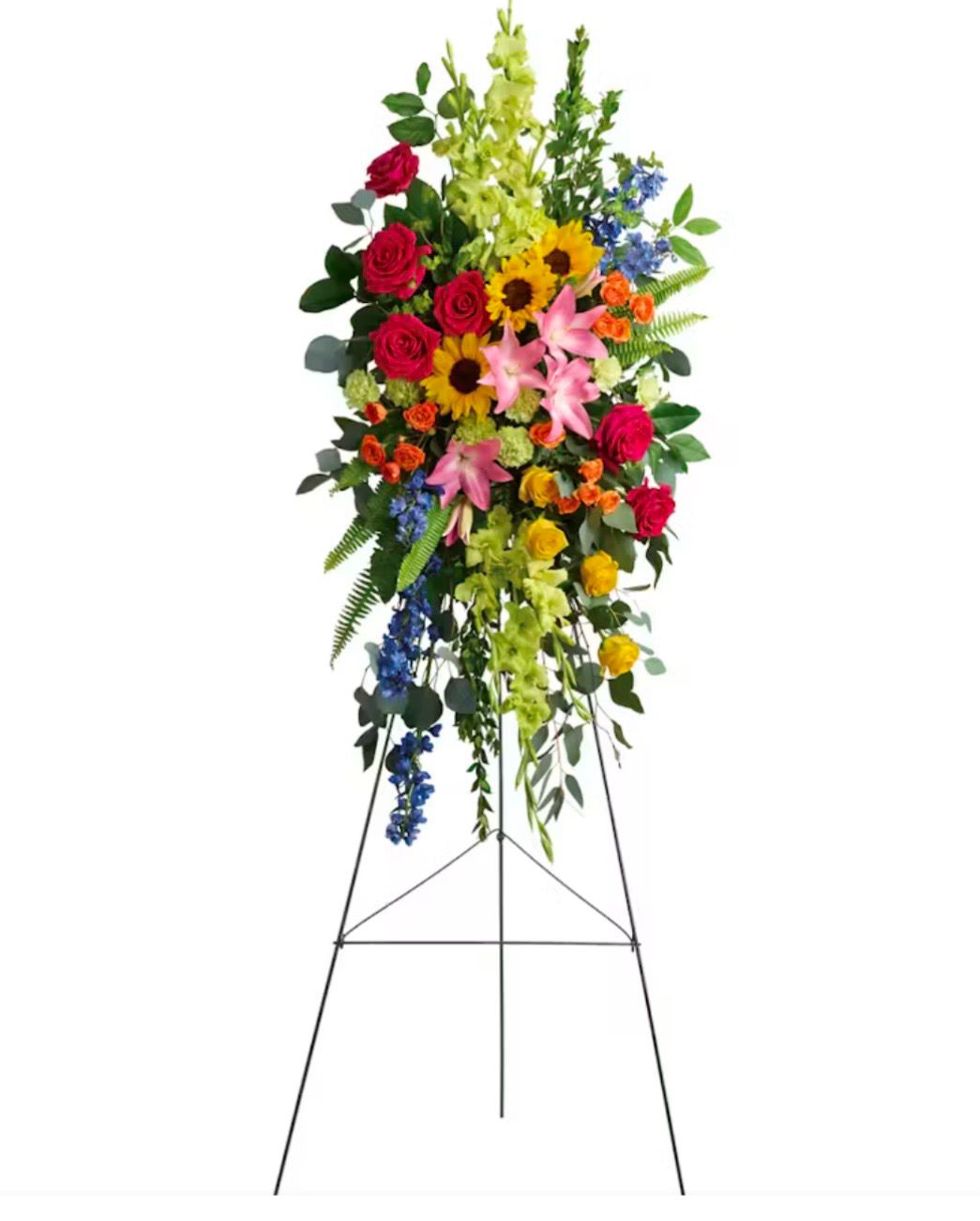 $265 Fresh Flower Easel Spray Funeral Sympathy Arrangement