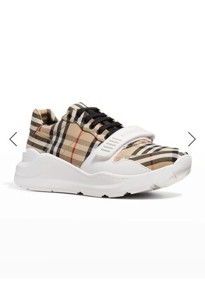 Burberry
Men&#39;s Regis Check Trainer Sneakers