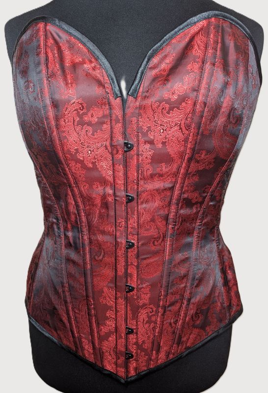 28" Overbust Red Paisley Sweetheart neckline