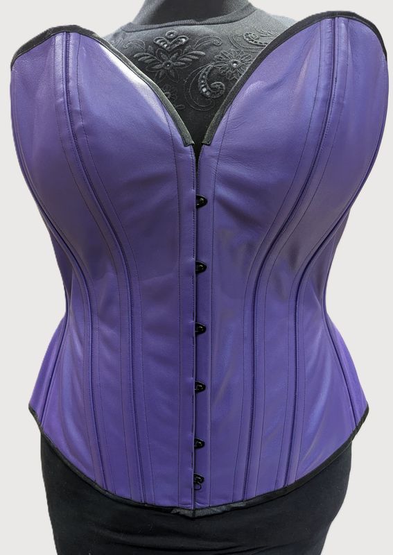 38" Overbust Leather Corset Sweetheart Neckline