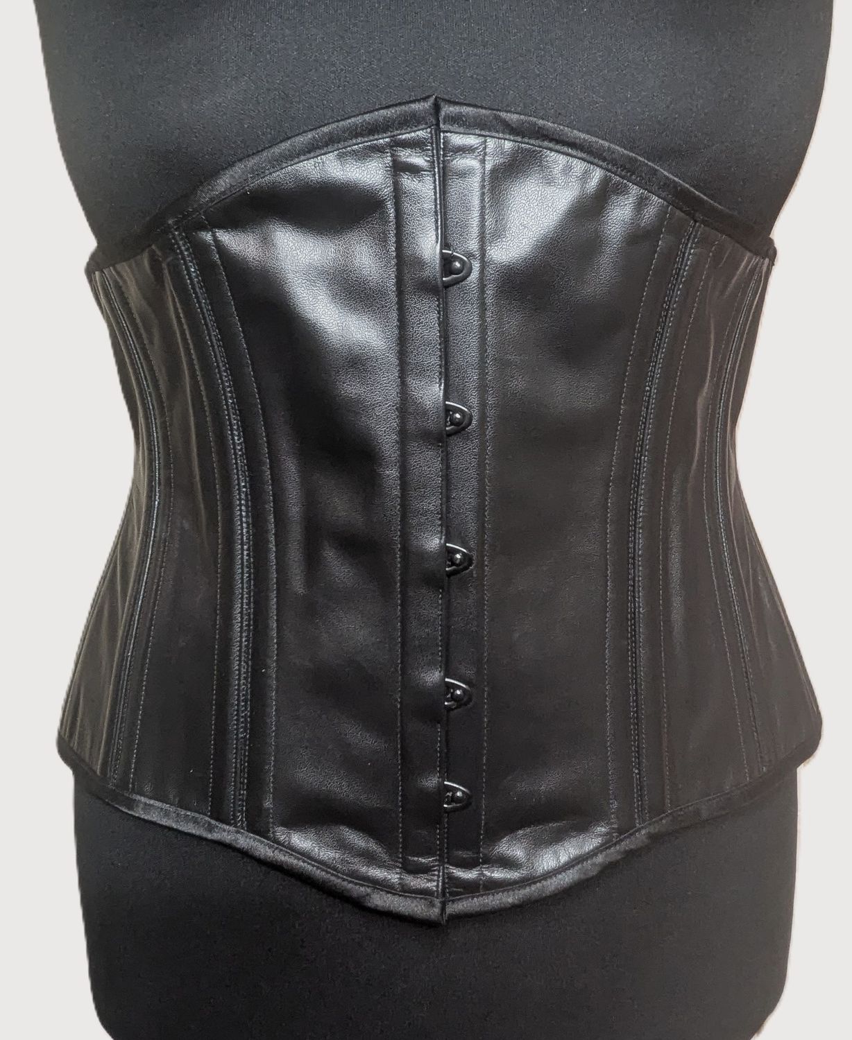 32" Underbust Black Leather Corset