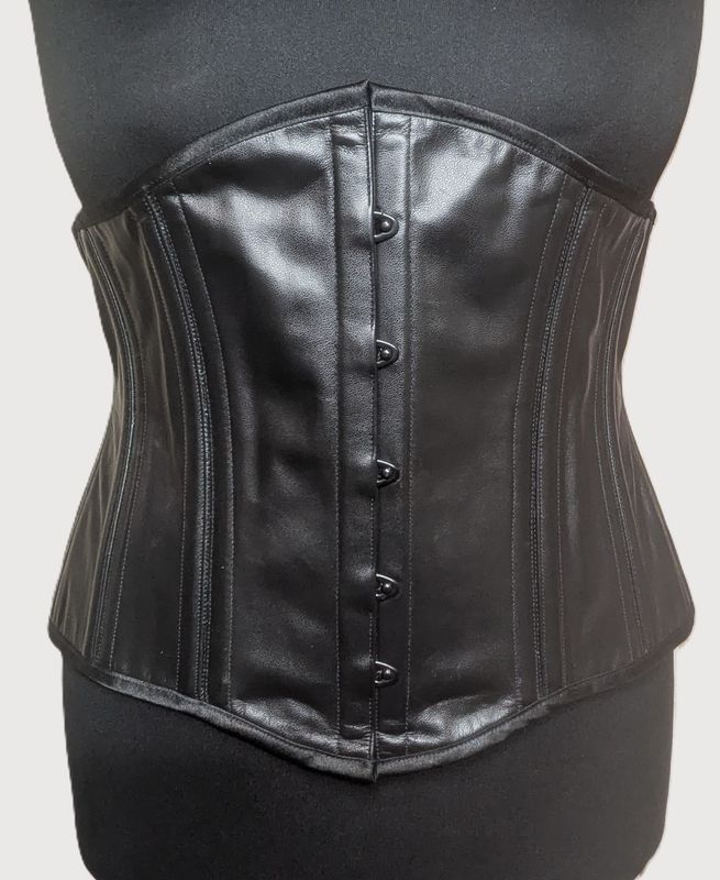 32" Underbust Black Leather Corset