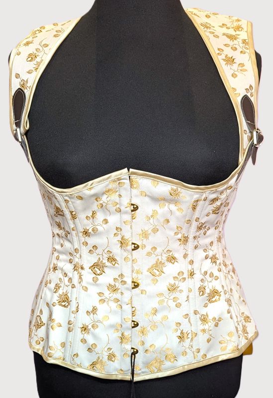 32" High back under bust cream and gold