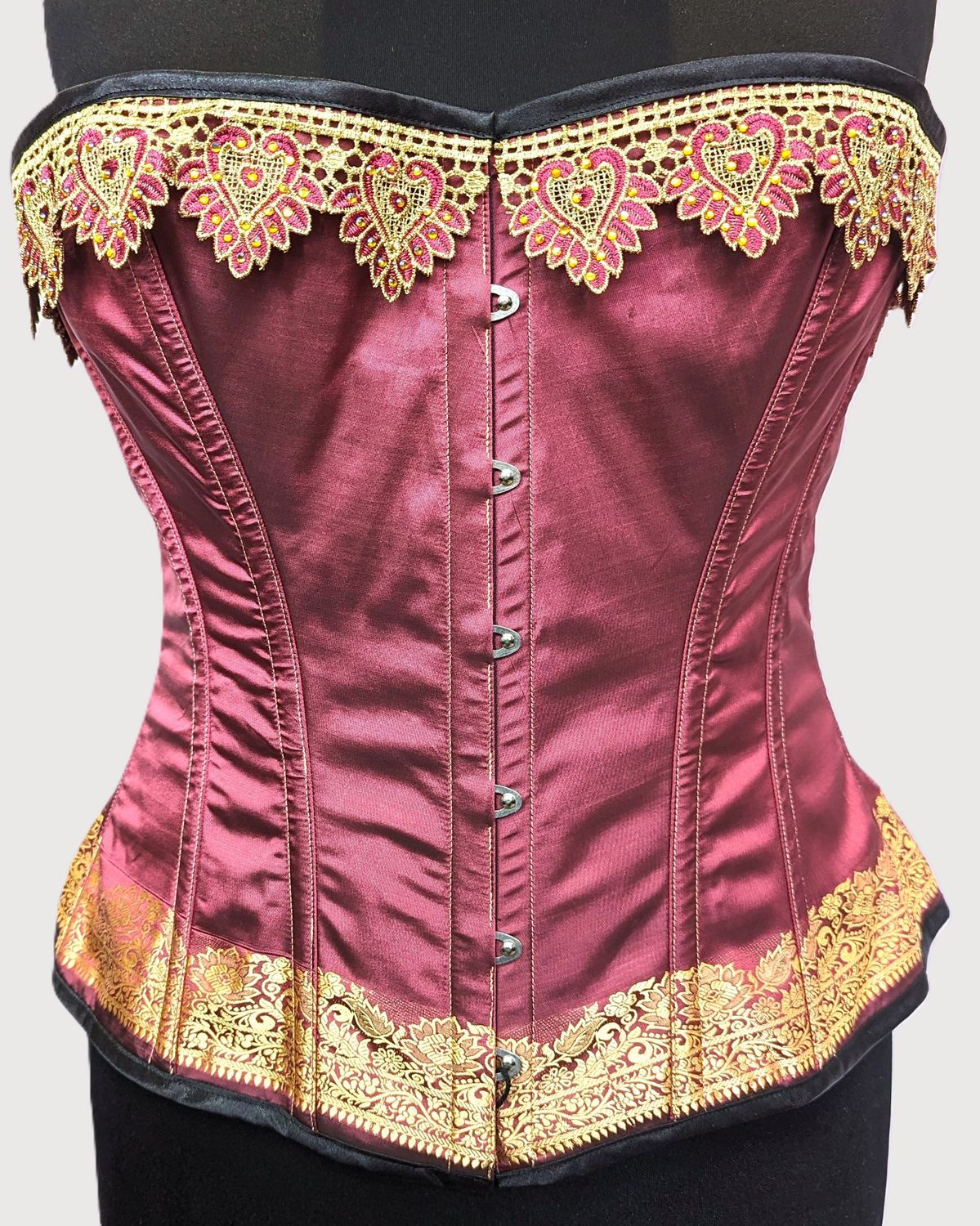 34" upcycled silk sari overbust corset