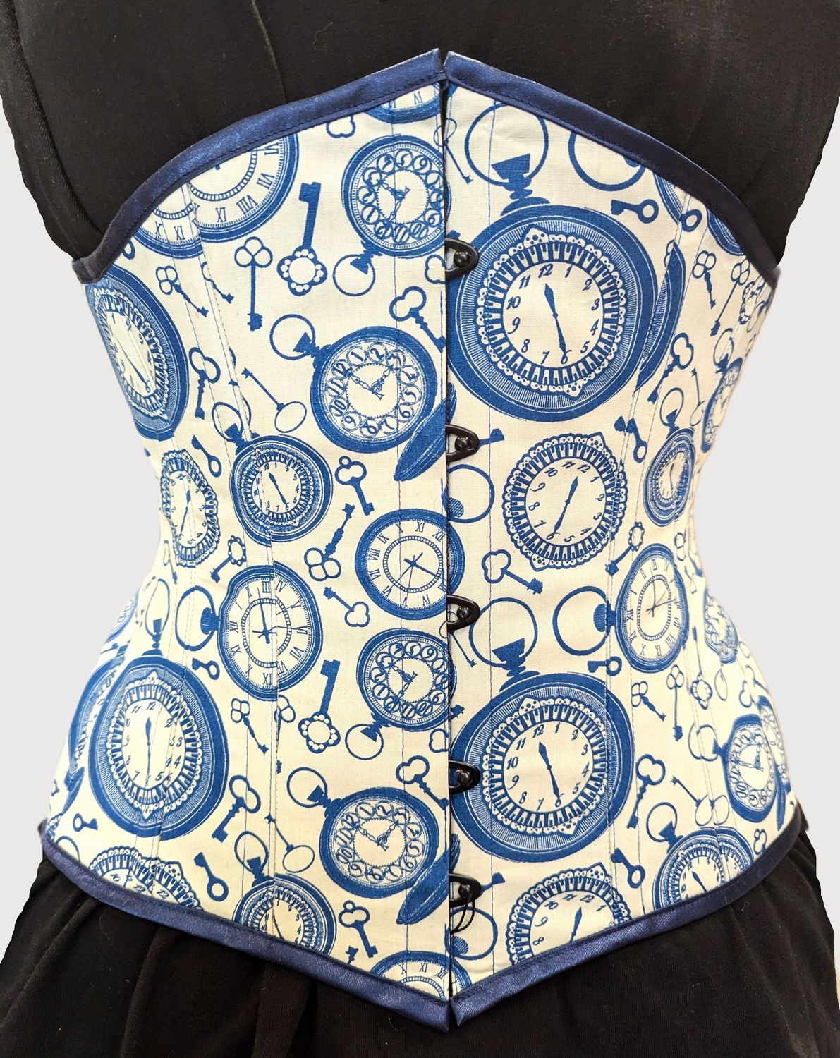 24" Underbust corset in steampunk style cotton