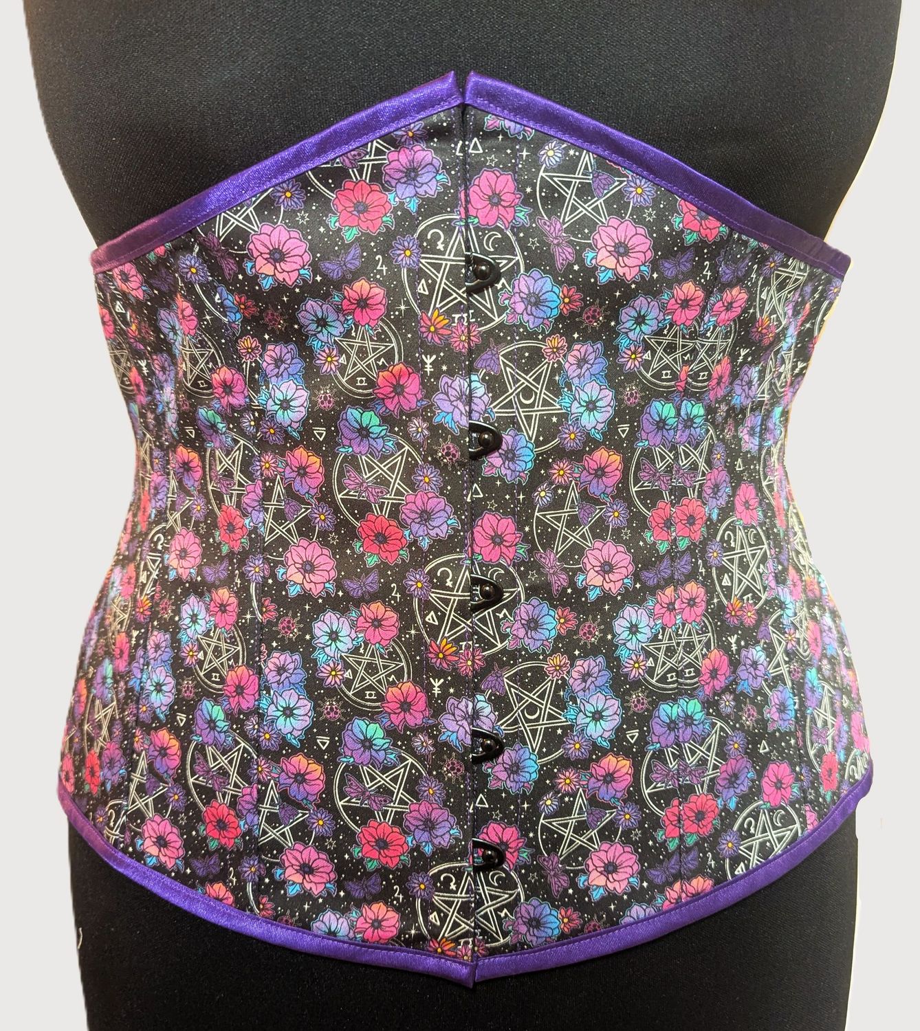 30" Underbust corset in pentagram and flower cotton