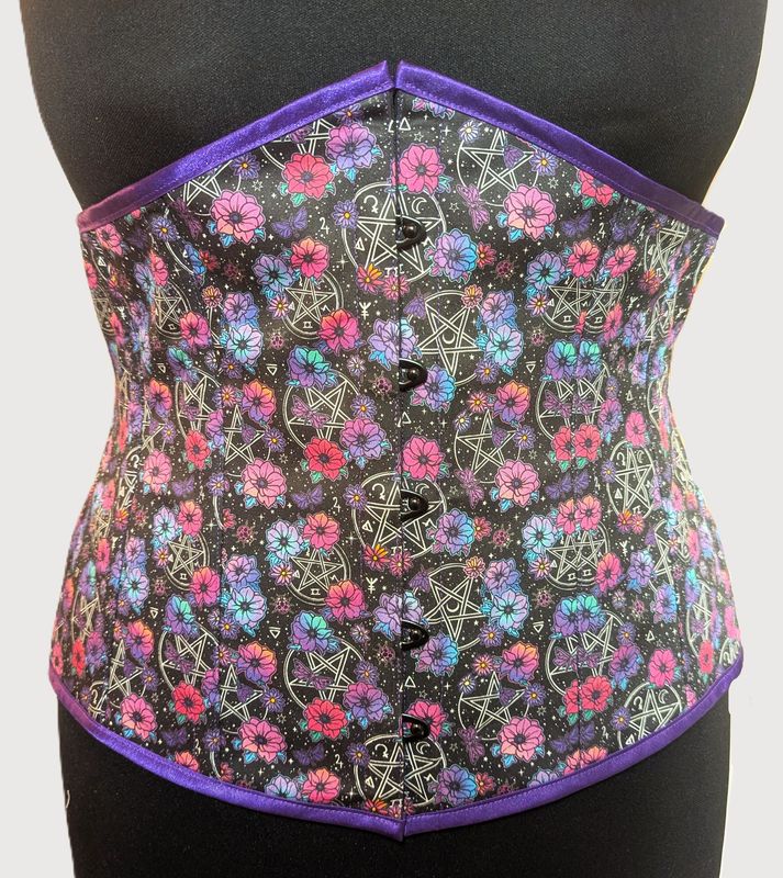 30" Underbust corset in pentagram and flower cotton