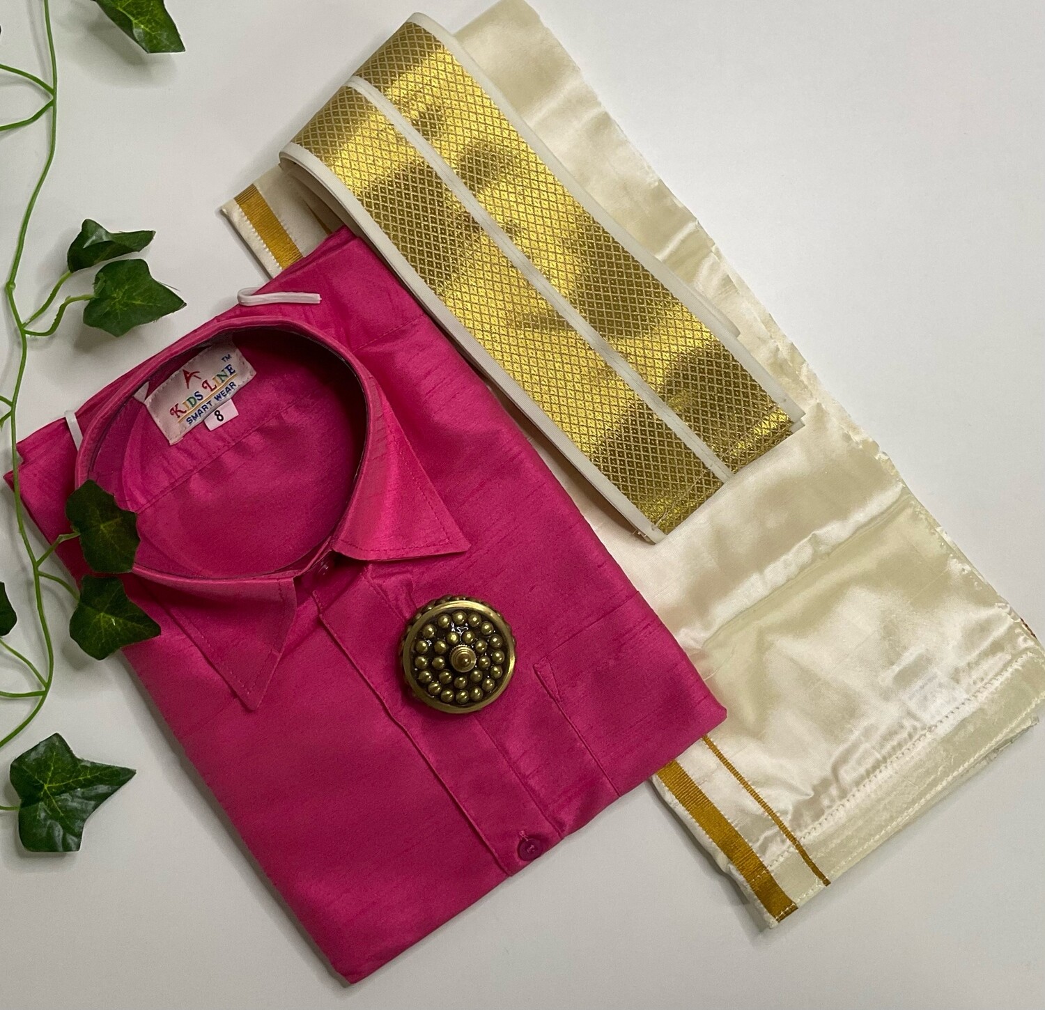 Semi Dupion Silk Shirt with Dothi.