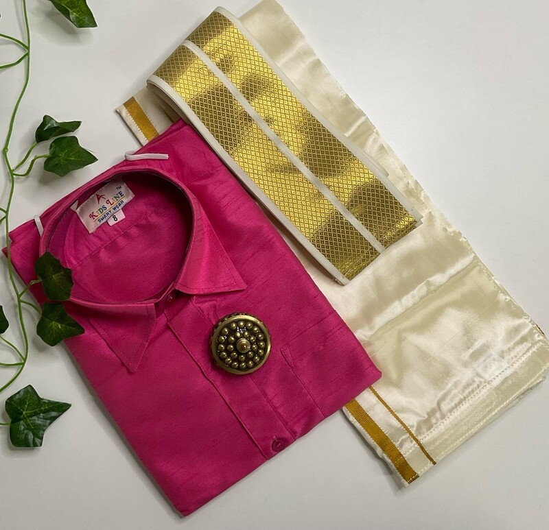 Semi Dupion Silk Shirt with Dothi.