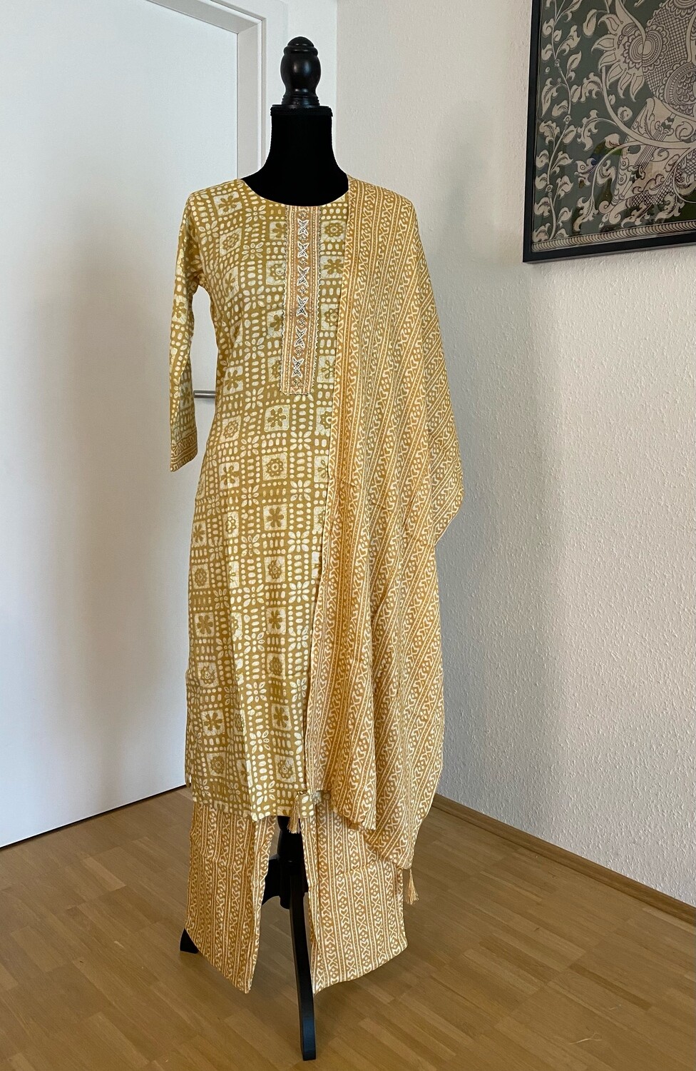 Salwar top, bottom and dupata.