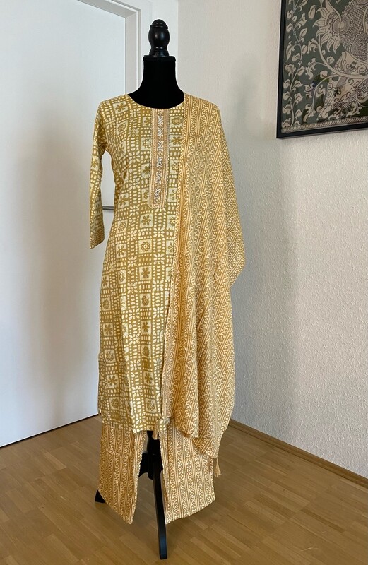 Salwar top, bottom and dupata.
