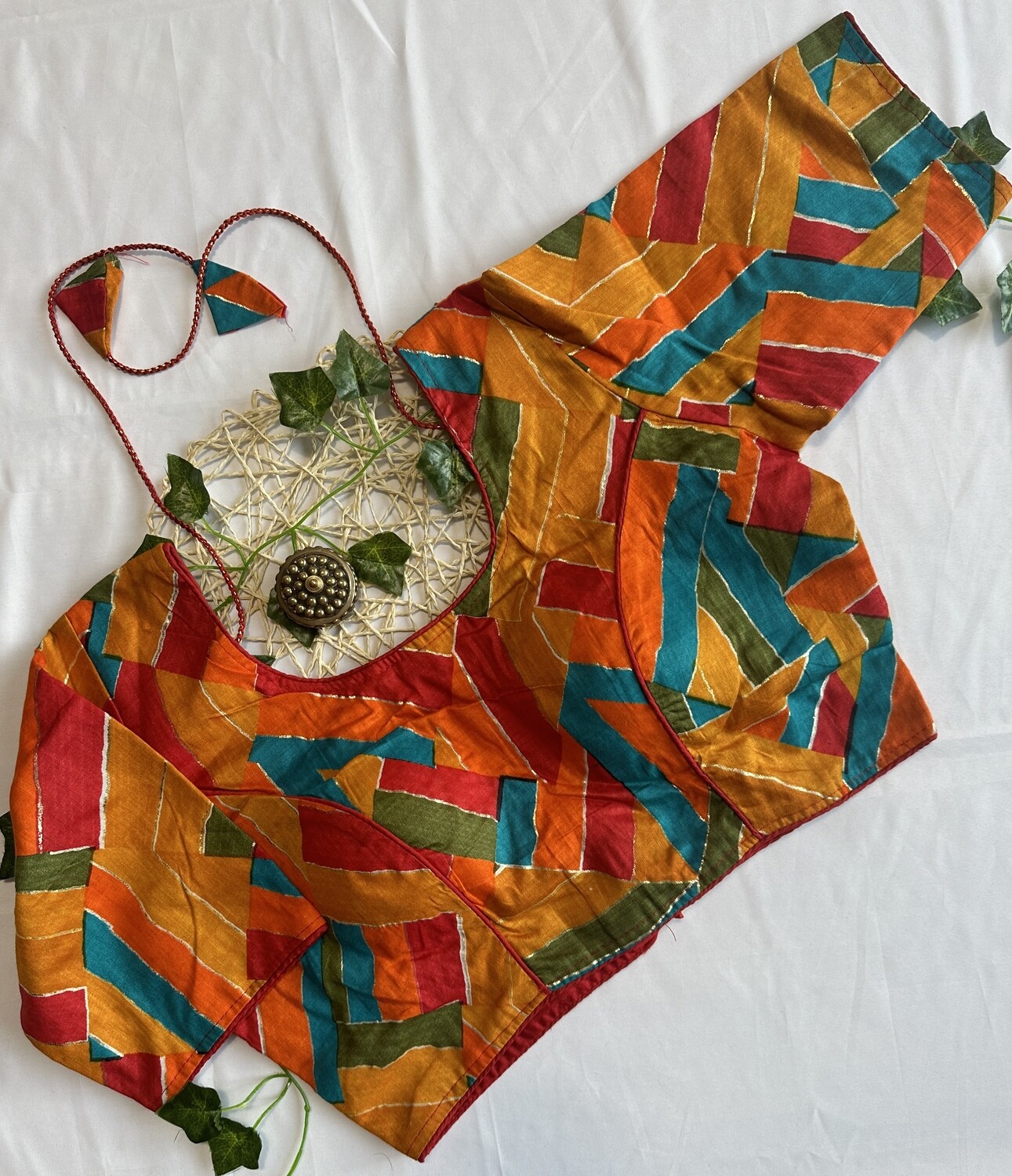 Checked print readymade blouse