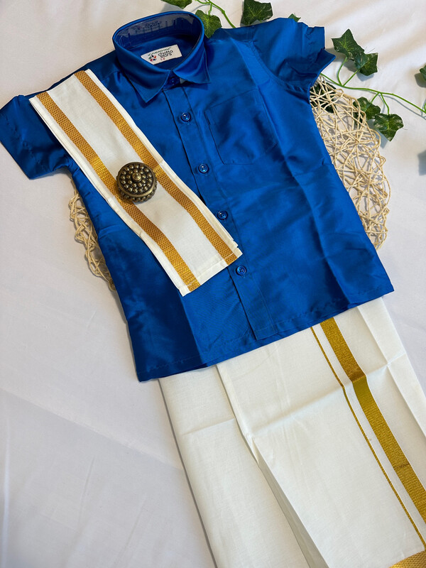 Boys Silk Cotton Shirt Dothi Set