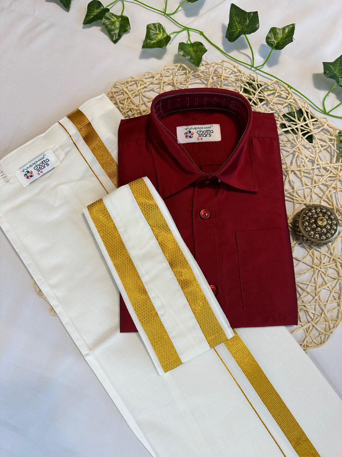 Boys Silk Cotton Shirt Dothi Set
