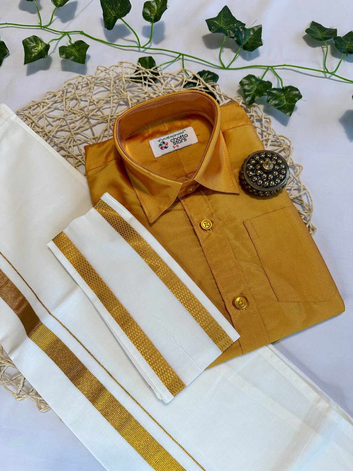 Boys Silk Cotton Shirt Dothi Set