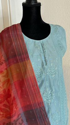 Salwar top, bottom and dupata Size L