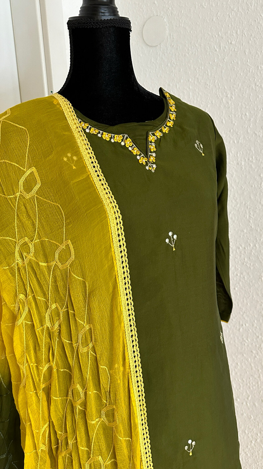 Salwar top, bottom and dupata Size M