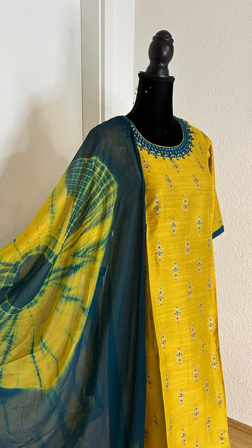 Salwar top, bottom and dupata.