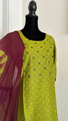 Salwar top, bottom and dupata.