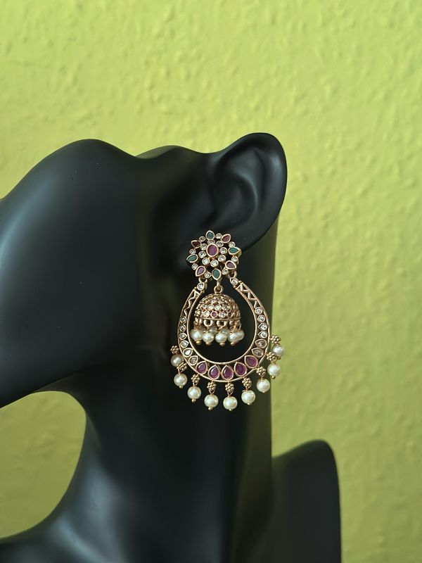 Ruby & Green Big Size Traditional Bali Earrings