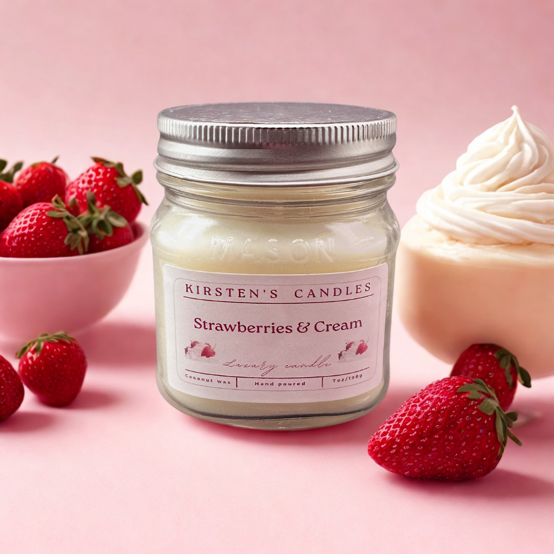 Small Strawberry & Cream candle
