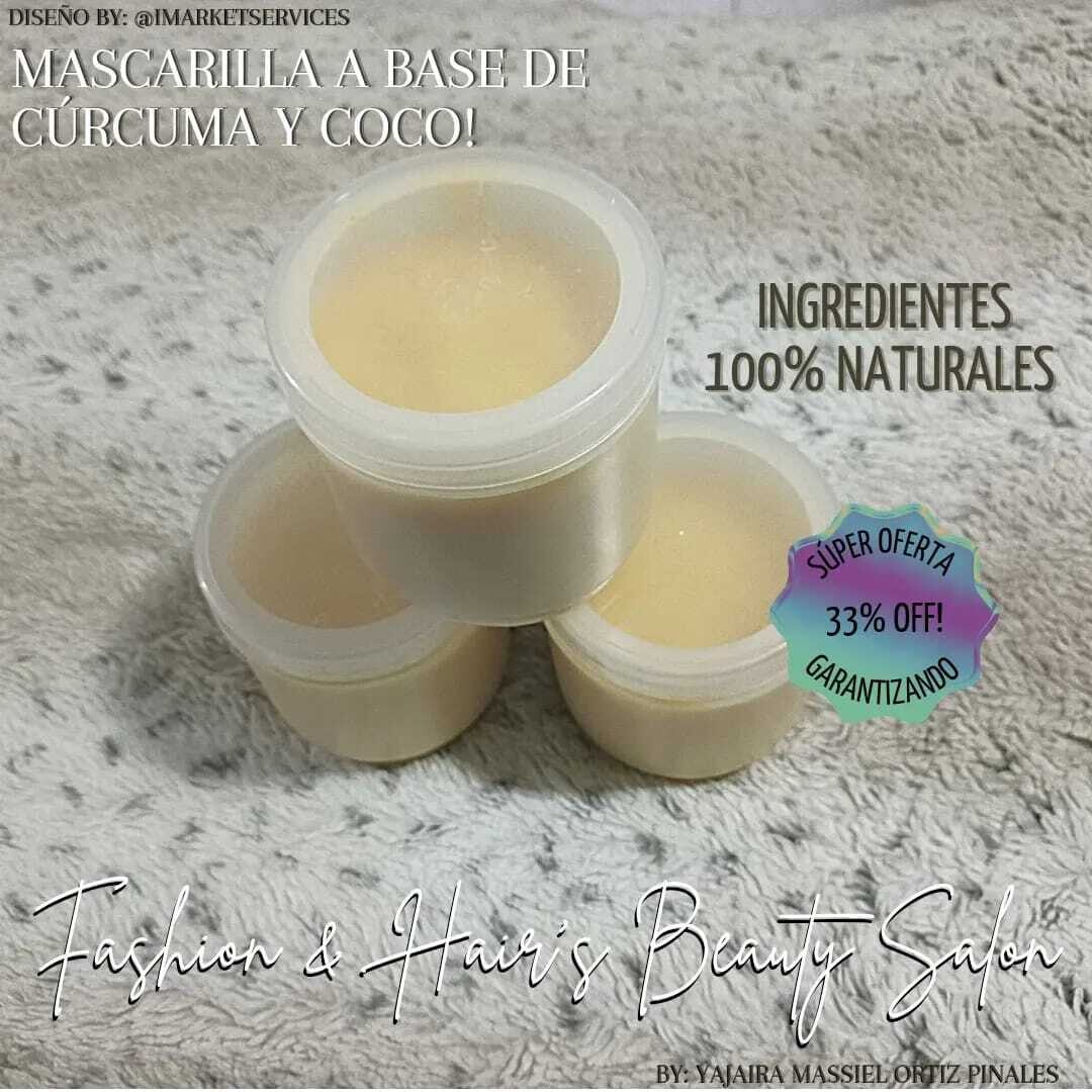Mascarilla rehabilitadora a base de cúrcuma y coco