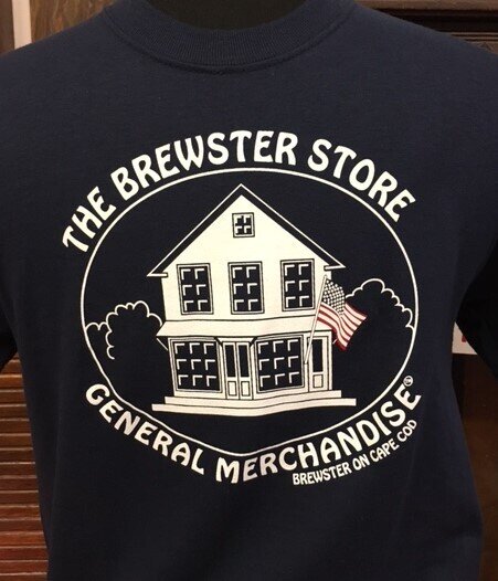 Brewster Store Logo T-Shirt-Navy With Flag