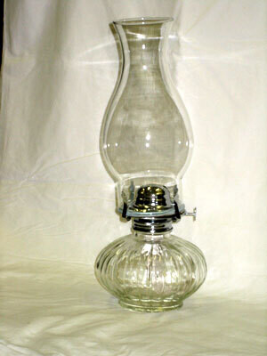 Clear Glass Ribbed Base Oil Lamp