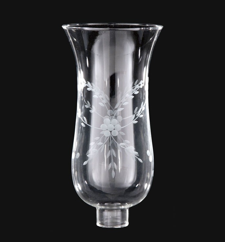 Clear Cut Floral Design Hurricane Shade - 1 5/8" Fitter; 6 1/2" High with 3 1/2" Top Opening