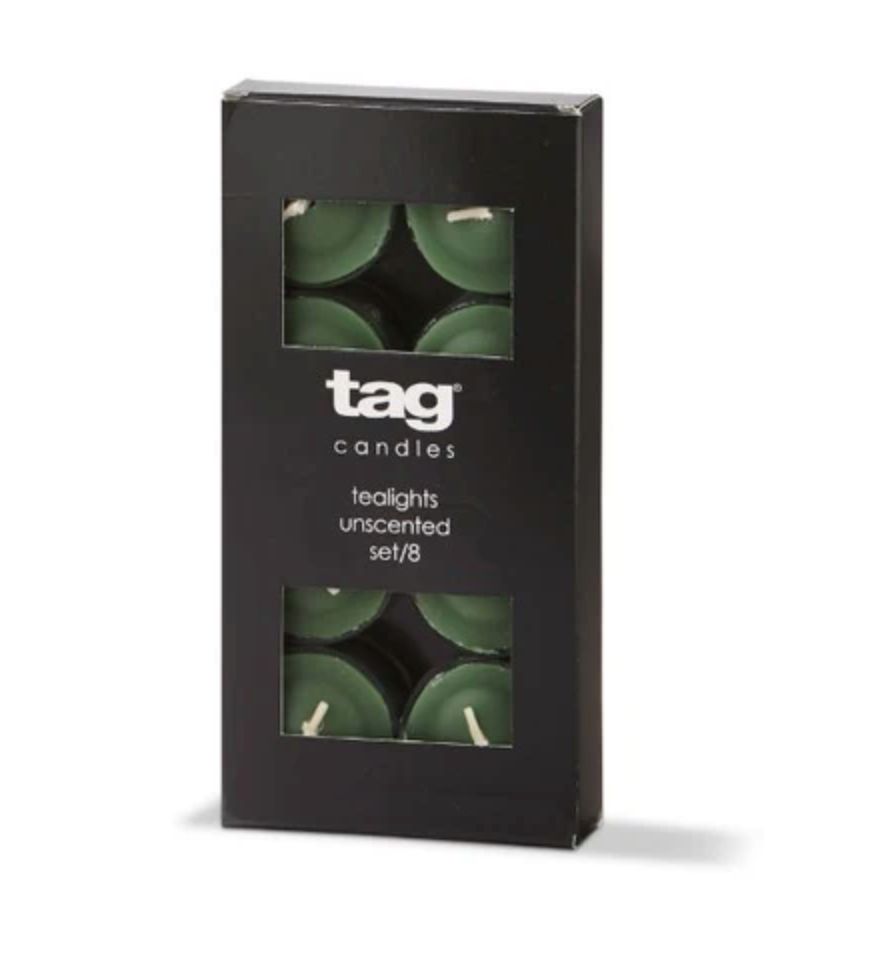 Color Studio Tealight Candles, Set of 8, Hunter Green