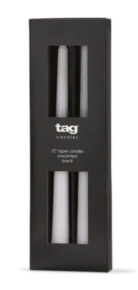 12 12" Taper Candles, Set of 4, White