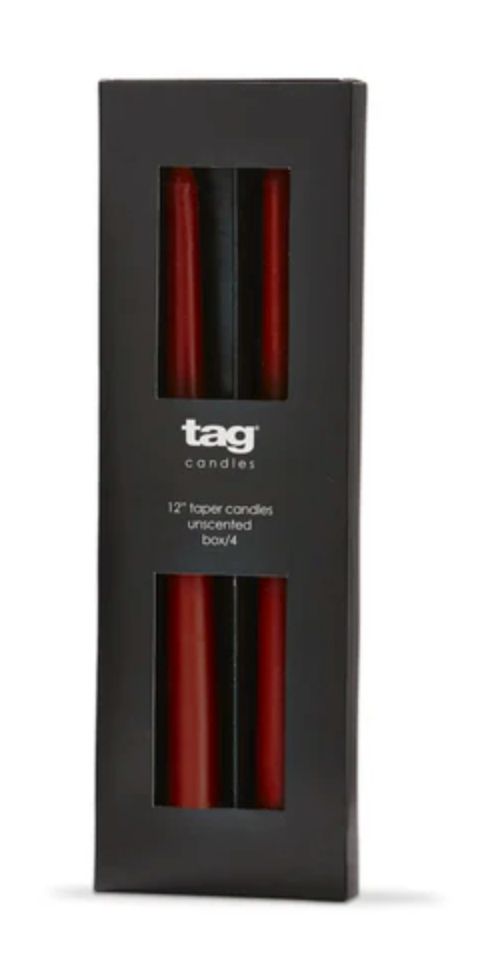 12" Taper Candles, Set of 4, Burnt Sienna