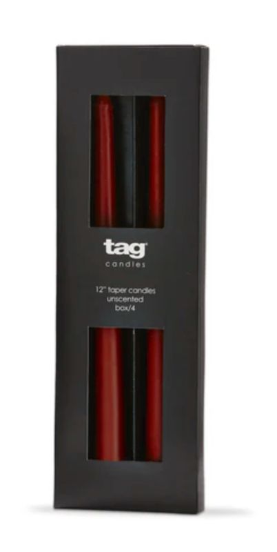 12" Taper Candles, Set of 4, Burnt Sienna