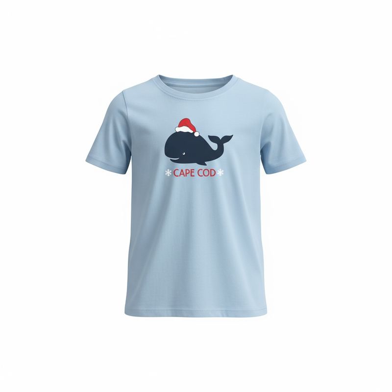 Christmas Whale T-Shirt in Light Blue